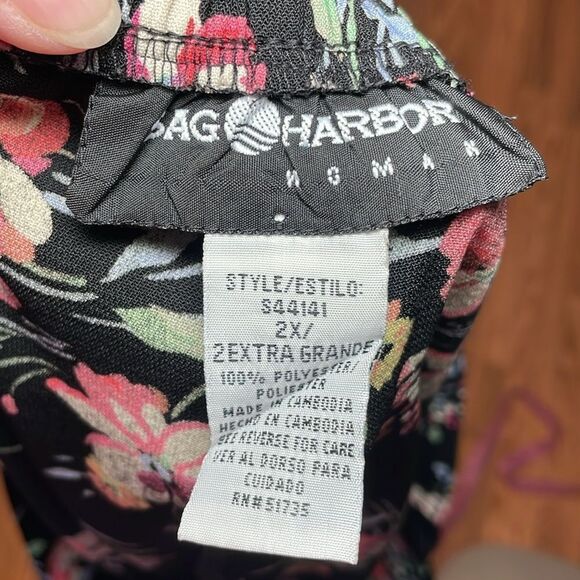 Vintage Sag Harbor black Floral Skirt, elastic, 2X - Picture 6 of 8